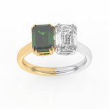 R-82211-EM-Y  Lab Diamond & Emerald Two Stone Ring F/VS (EGL Report Included)