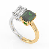 R-82211-EM-Y  Lab Diamond & Emerald Two Stone Ring F/VS (EGL Report Included)