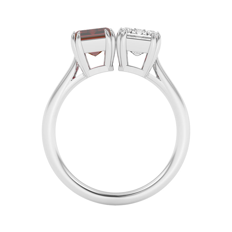R-82211-RU-W  Lab Diamond & Ruby Two Stone Ring