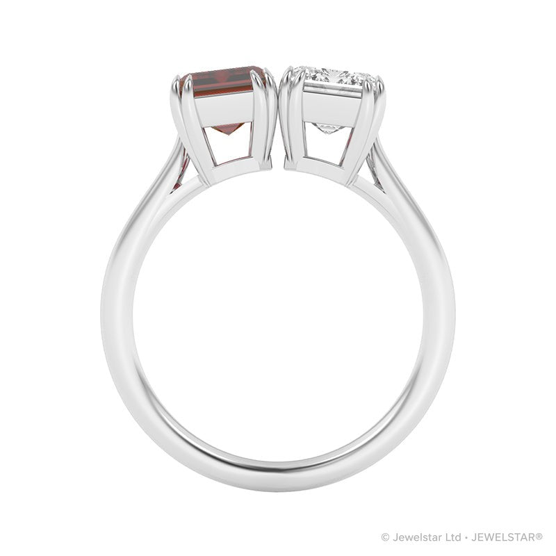 R-82211-RU-W  Lab Diamond & Ruby Two Stone Ring