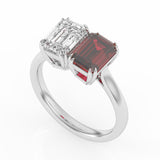 R-82211-RU-W  Lab Diamond & Ruby Two Stone Ring F/VS (EGL Report Included)