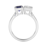 R-82211-SA-W  Lab Diamond & Sapphire Two Stone Ring F/VS (EGL Report Included)