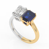 R-82211-SA-Y  Lab Diamond & Sapphire Two Stone Ring F/VS (EGL Report Included)