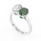 R-82212-EM-W  Lab Diamond & Emerald Two Stone Ring F/VS (EGL Report Included)