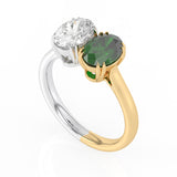R-82212-EM-Y  Lab Diamond & Emerald Two Stone Ring F/VS (EGL Report Included)