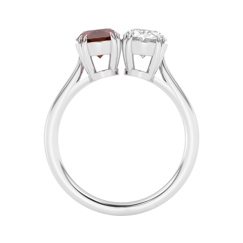 R-82212-RU-W  Lab Diamond & Ruby Two Stone Ring