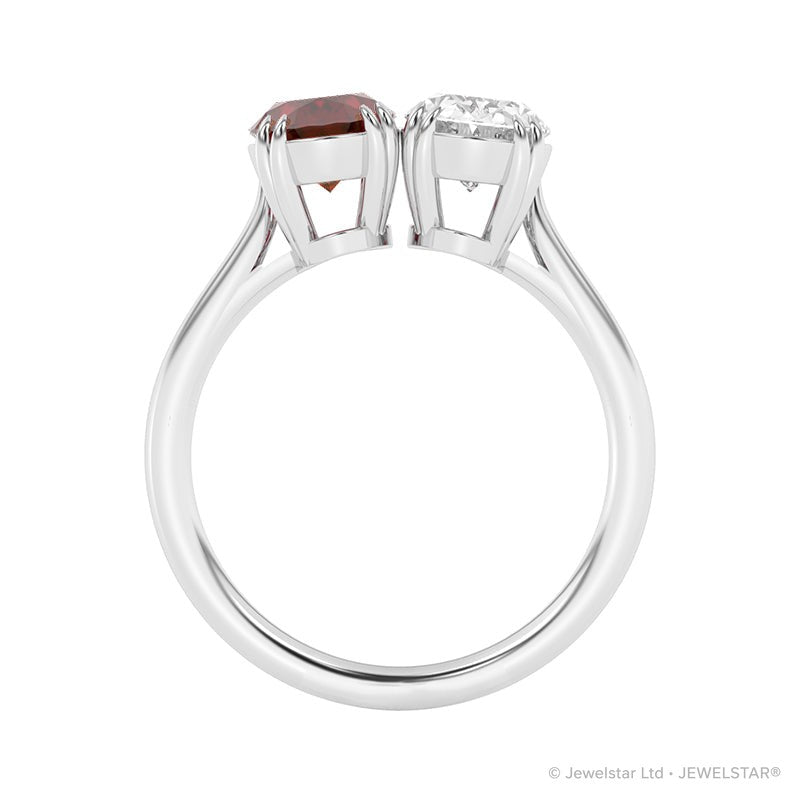 R-82212-RU-W  Lab Diamond & Ruby Two Stone Ring