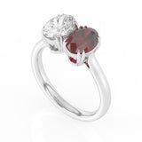 R-82212-RU-W  Lab Diamond & Ruby Two Stone Ring F/VS (EGL Report Included)