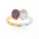 R-82212-RU-Y  Lab Diamond & Ruby Two Stone Ring F/VS (EGL Report Included)