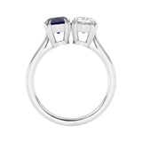 R-82212-SA-W  Lab Diamond & Sapphire Two Stone Ring F/VS (EGL Report Included)