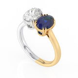 R-82212-SA-Y  Lab Diamond & Sapphire Two Stone Ring F/VS (EGL Report Included)