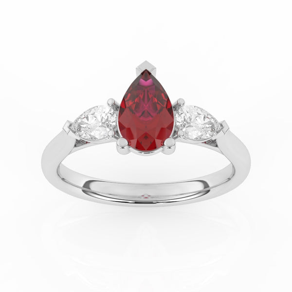R-82310-RU-W  Lab Diamond & Ruby Three Stone Ring F/VS (EGL Report Included)