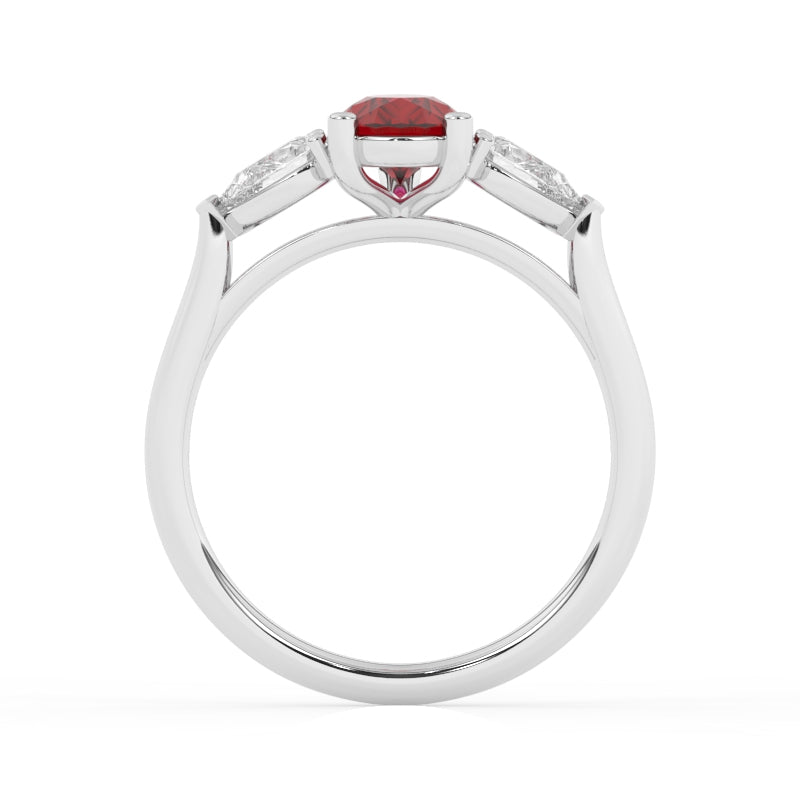 R-82310-RU-W  Lab Diamond & Ruby Three Stone Ring