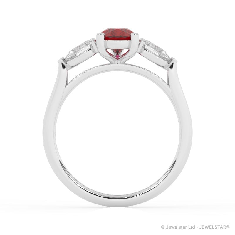 R-82310-RU-W  Lab Diamond & Ruby Three Stone Ring