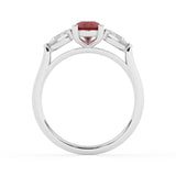 R-82310-RU-W  Lab Diamond & Ruby Three Stone Ring F/VS (EGL Report Included)