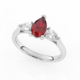 R-82310-RU-W  Lab Diamond & Ruby Three Stone Ring F/VS (EGL Report Included)