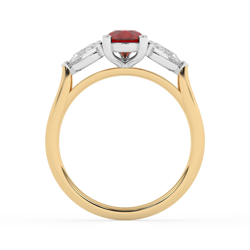 R-82310-RU-Y  Lab Diamond & Ruby Three Stone Ring