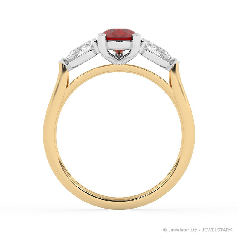 R-82310-RU-Y  Lab Diamond & Ruby Three Stone Ring