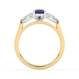 R-82310-SA-Y  Lab Diamond & Sapphire Three Stone Ring F/VS (EGL Report Included)