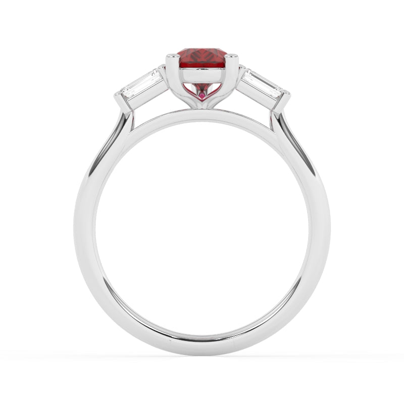 R-82311-RU-W  Lab Diamond & Ruby Three Stone Ring