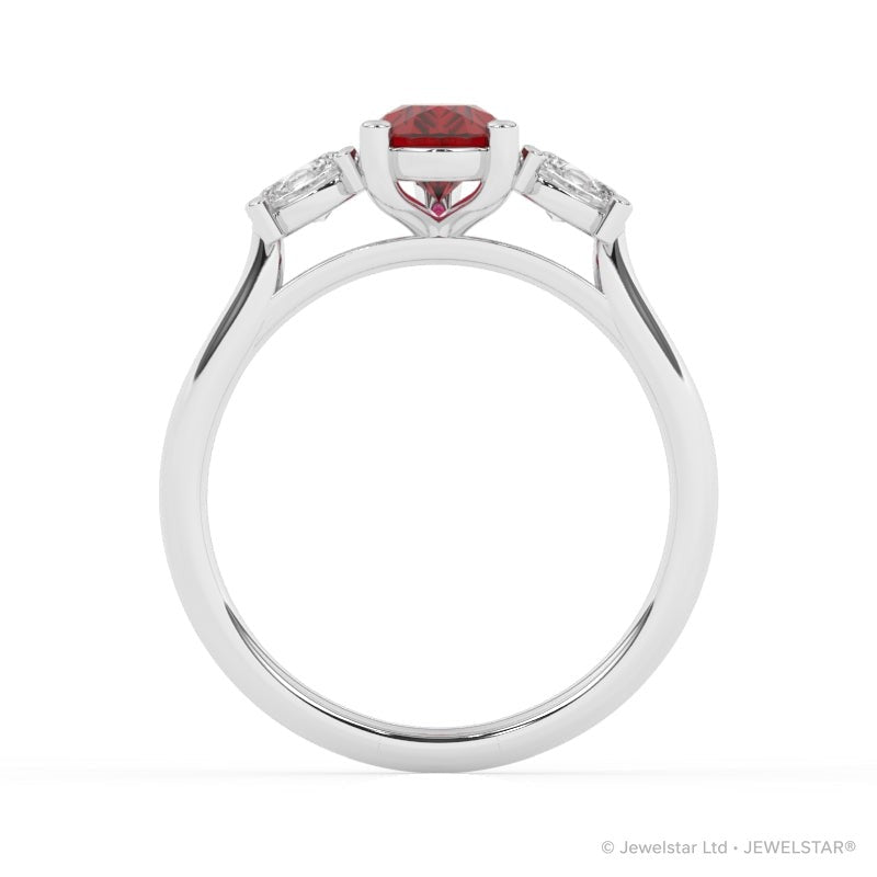 R-82312-RU-W  Lab Diamond & Ruby Three Stone Ring