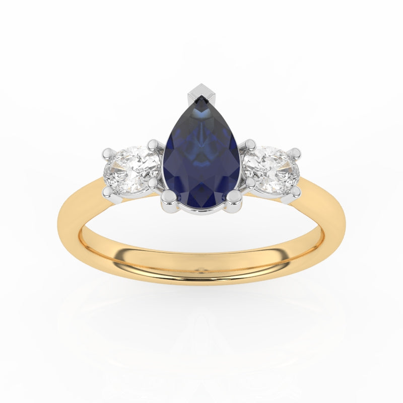 R-82312-SA-Y  Lab Diamond & Sapphire Three Stone Ring