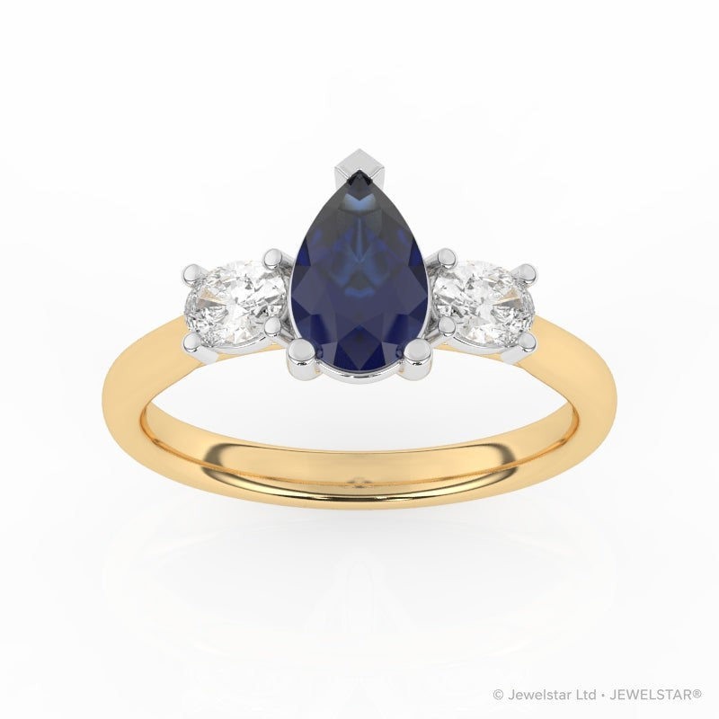 R-82312-SA-Y  Lab Diamond & Sapphire Three Stone Ring