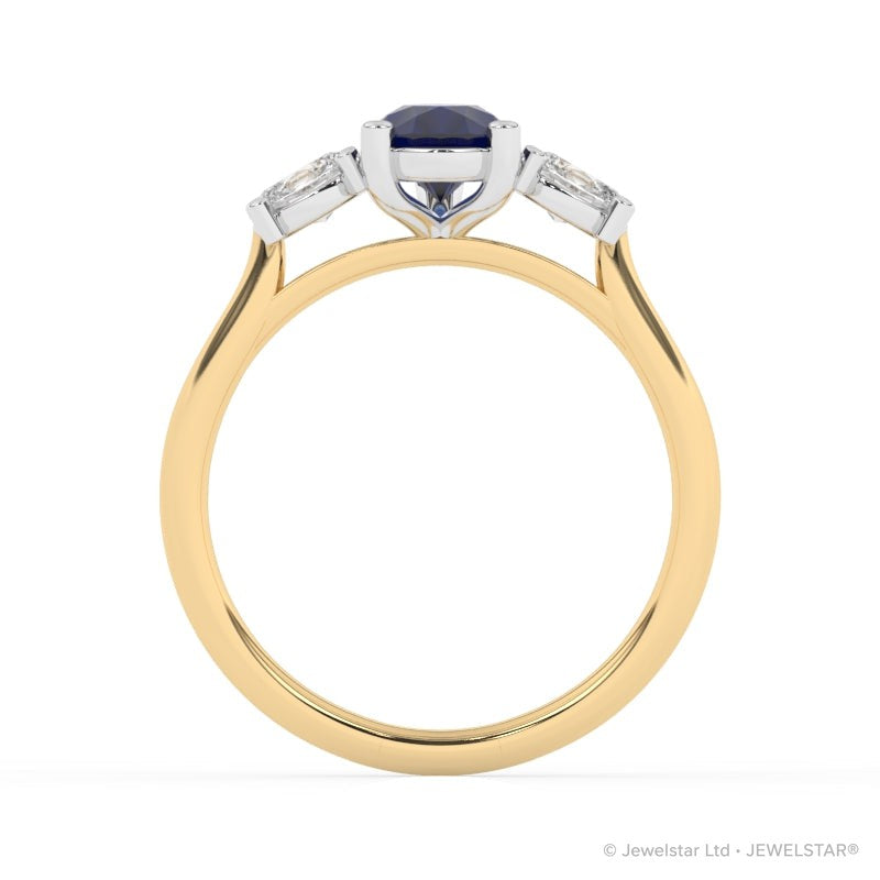 R-82312-SA-Y  Lab Diamond & Sapphire Three Stone Ring