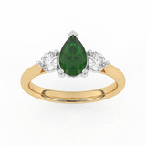 R-82313-EM-Y  Lab Diamond & Emerald Three Stone Ring F/VS (EGL Report Included)