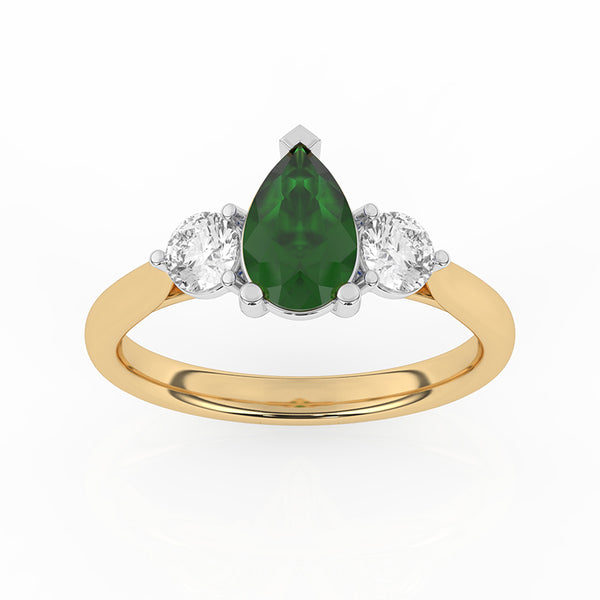 R-82313-EM-Y  Lab Diamond & Emerald Three Stone Ring F/VS (EGL Report Included)