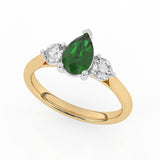 R-82313-EM-Y  Lab Diamond & Emerald Three Stone Ring F/VS (EGL Report Included)