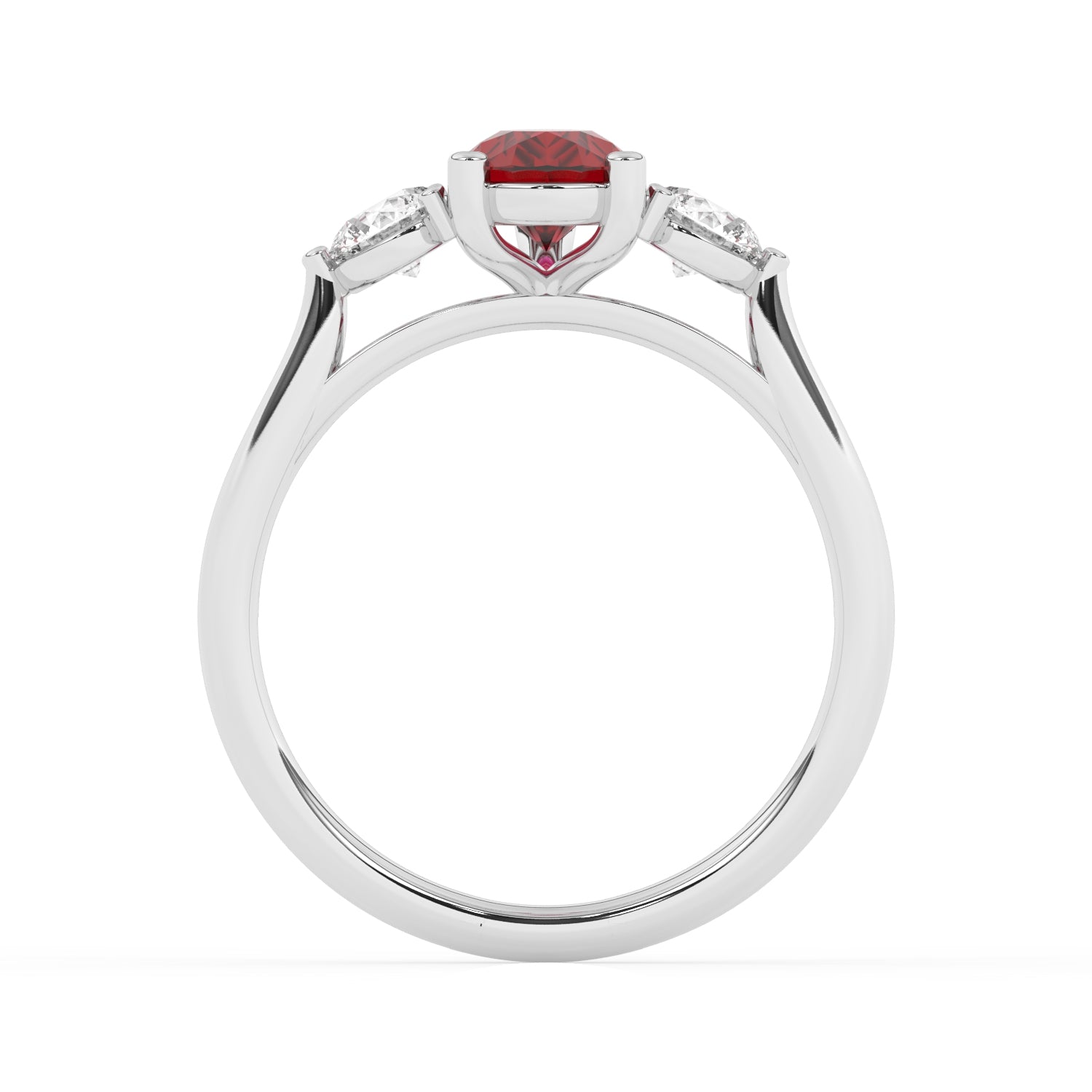 R-82313-RU-W  Lab Diamond & Ruby Three Stone Ring