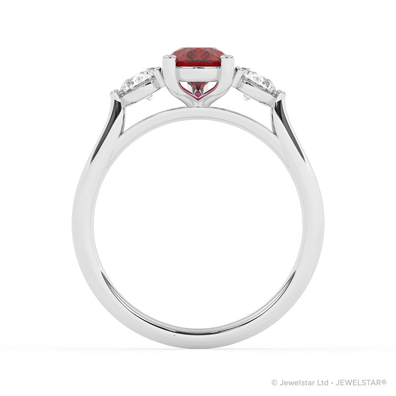 R-82313-RU-W  Lab Diamond & Ruby Three Stone Ring