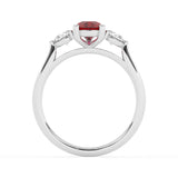 R-82313-RU-W  Lab Diamond & Ruby Three Stone Ring F/VS (EGL Report Included)