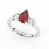 R-82313-RU-W  Lab Diamond & Ruby Three Stone Ring F/VS (EGL Report Included)