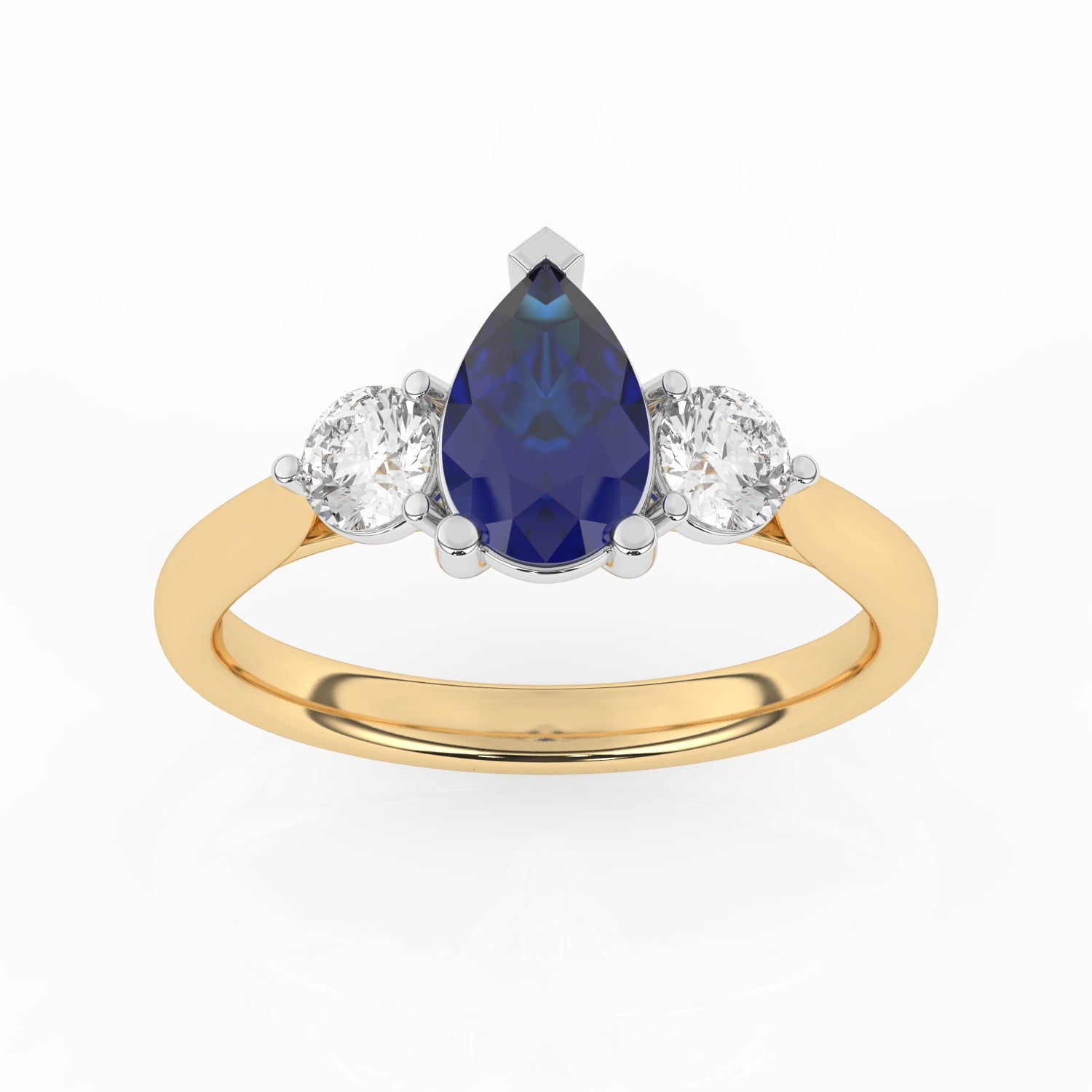 R-82313-SA-Y  Lab Diamond & Sapphire Three Stone Ring
