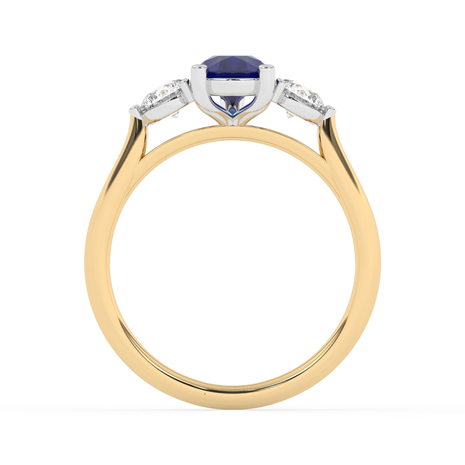 R-82313-SA-Y  Lab Diamond & Sapphire Three Stone Ring