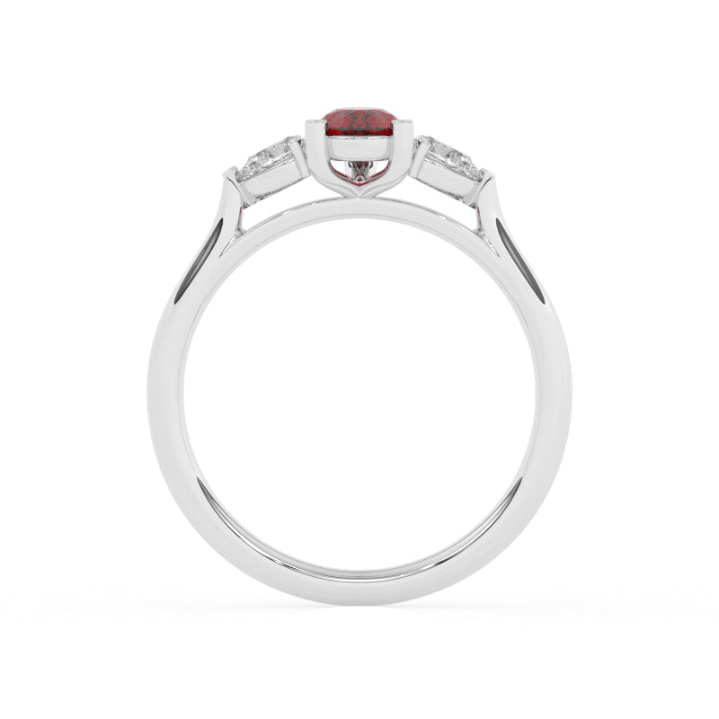 R-82320-RU-W  Lab Diamond & Ruby Three Stone Ring