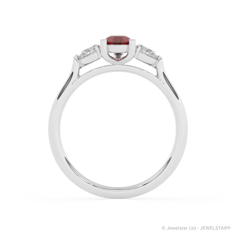 R-82320-RU-W  Lab Diamond & Ruby Three Stone Ring