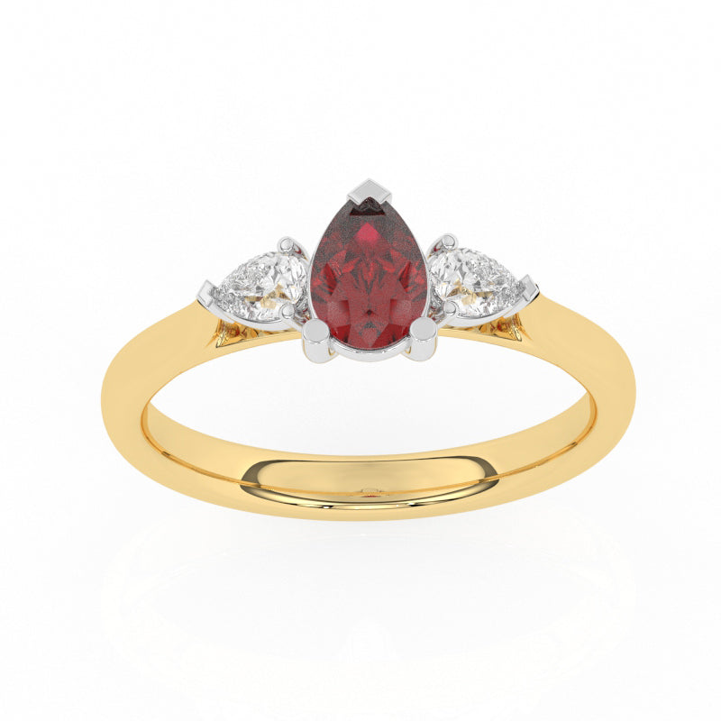 R-82320-RU-Y  Lab Diamond & Ruby Three Stone Ring