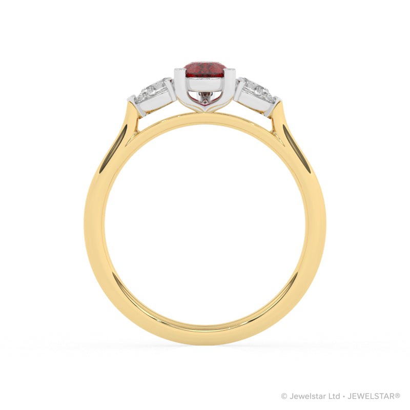 R-82320-RU-Y  Lab Diamond & Ruby Three Stone Ring