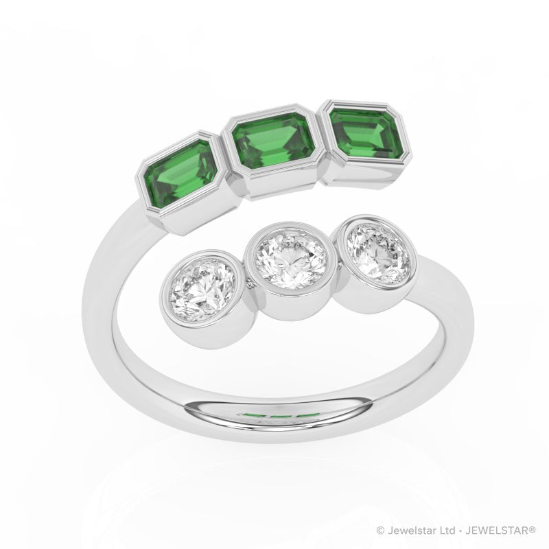 R-82346-EM-W   Lab Diamond Six Stone Ring