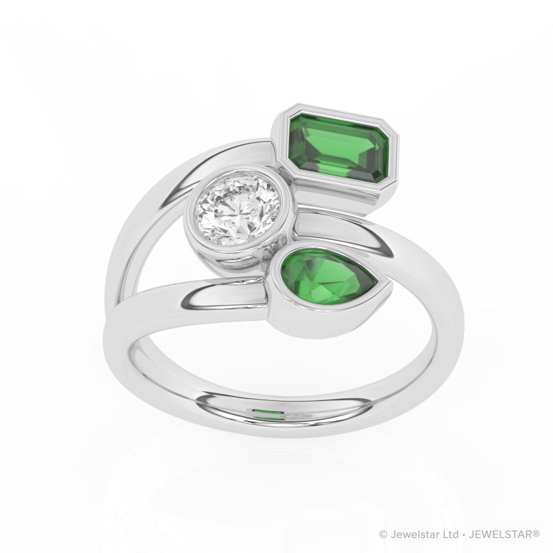 R-82347-EM-W   Lab Diamond Three Stone Ring