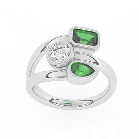 R-82347-EM-W   0.50ct Lab Diamond Three Stone Ring (EGL Report Included)