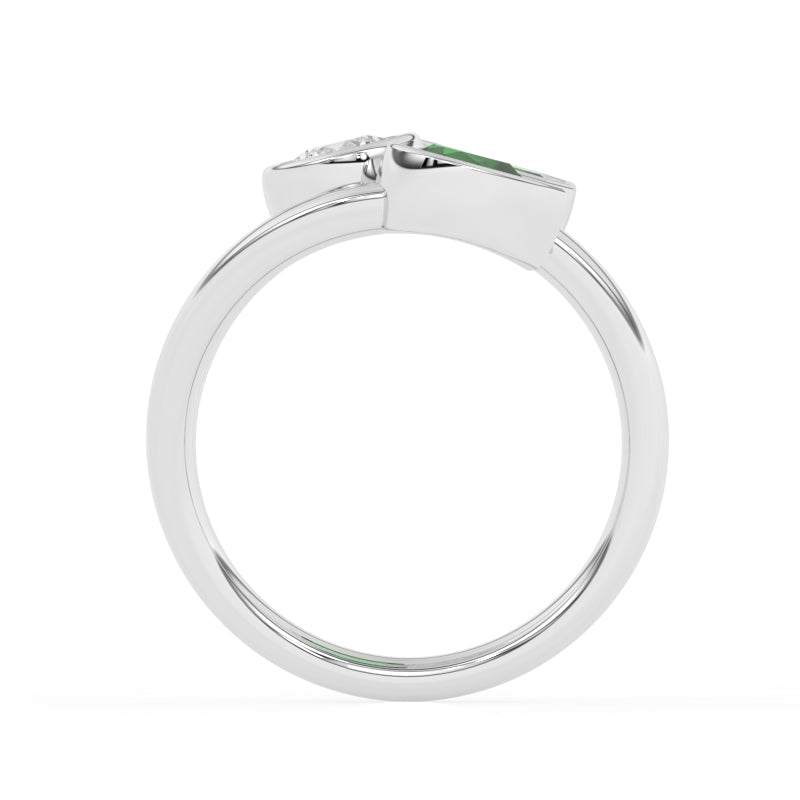 R-82347-EM-W   Lab Diamond Three Stone Ring