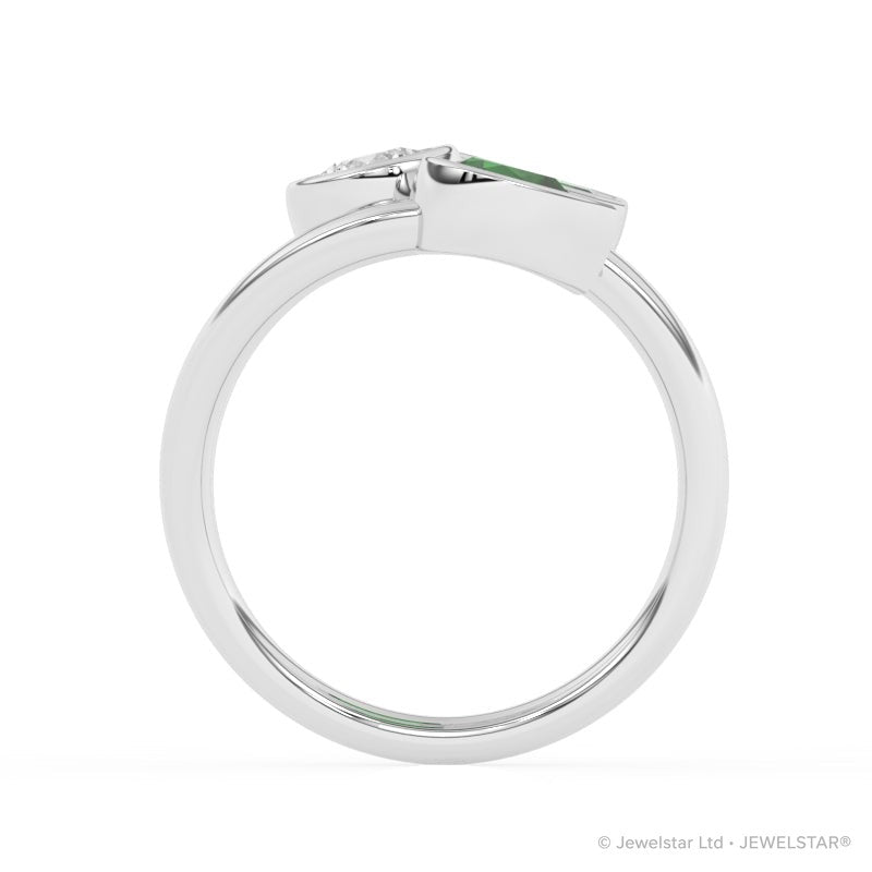 R-82347-EM-W   Lab Diamond Three Stone Ring