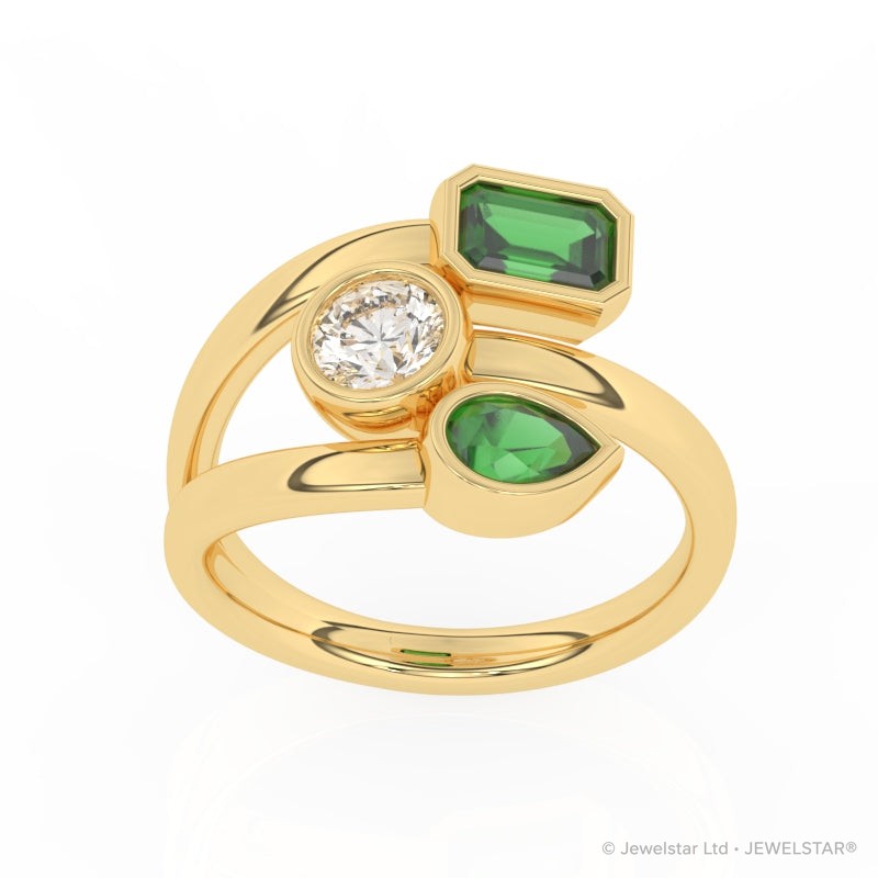 R-82347-EM-Y   Lab Diamond Three Stone Ring