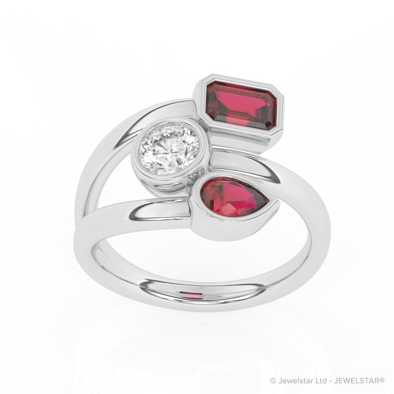 R-82347-RU-W   Lab Diamond Three Stone Ring