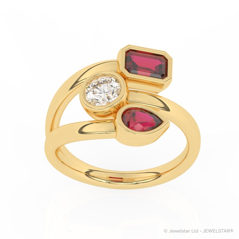 R-82347-RU-Y   Lab Diamond Three Stone Ring