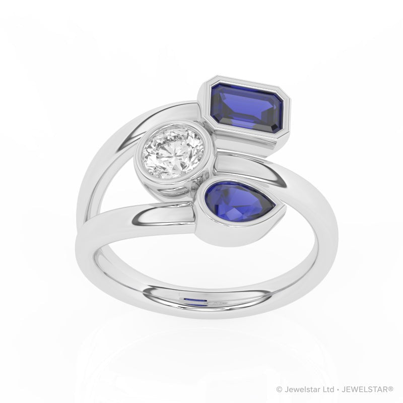 R-82347-SA-W   Lab Diamond Three Stone Ring